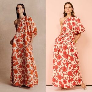 Anthropologie Red Floral Maxi Dress
